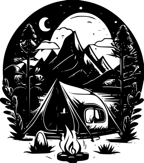 Camping - Black and White Isolated Icon - Vector illustration 23618079 Vector Art at Vecteezy