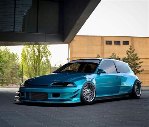 Widebody AWD Honda Civic Gently Adopts Properly Traditional CGI Tuning Stance - autoevolution