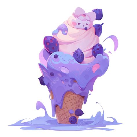 Blueberrry Ice Cream Illustration, Ice Cream, Blueberry, Ice PNG ...