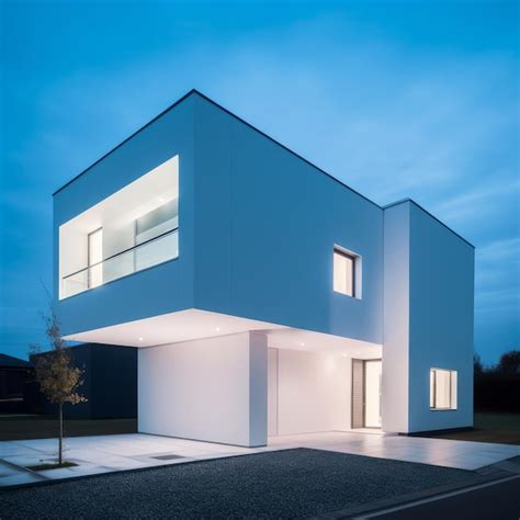 Premium Photo | A beautiful modern minimalist white house