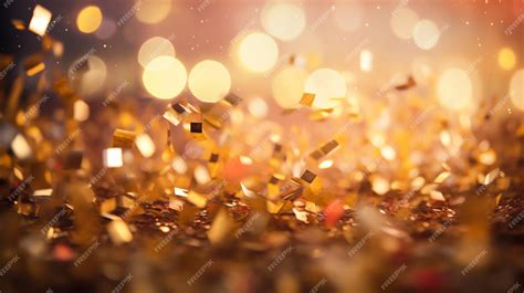 Premium Photo | A gold confetti falling on a surface