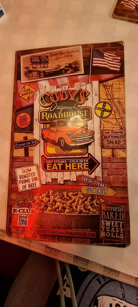 Menu at Cody's Original Roadhouse - Crystal River steakhouse, Crystal River