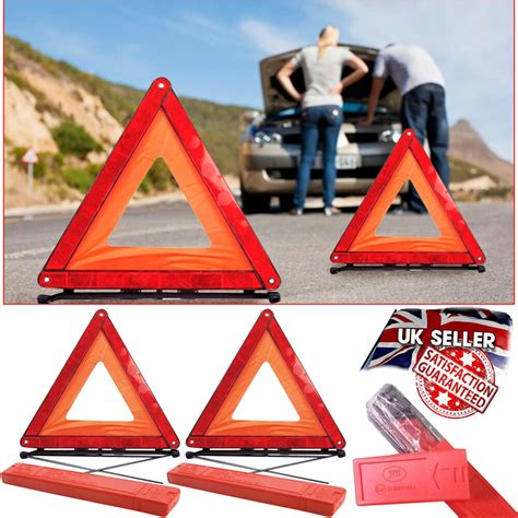 2x Car Warning Triangle Emergency Road Sign Breakdown Foldable Reflective Hazard | eBay