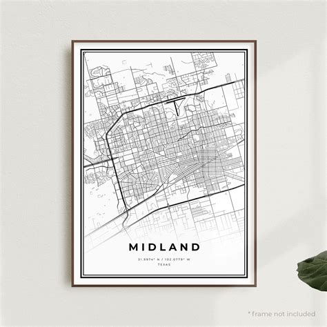 Midland Map Print Midland Street Map Poster Texas Modern | Etsy