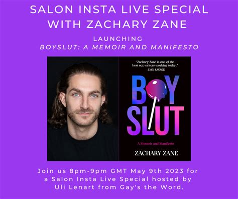 Salon Insta Live Special with Zachary Zane launching ‘Boyslut: A Memoir ...