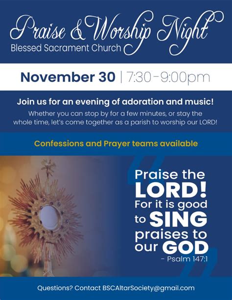 Praise & Worship Night – November 30 | Blessed Sacrament Catholic Church - Lincoln, NE