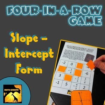 Four-In-A-Row Game: Slope-Intercept Form | Slope intercept form, Slope intercept, Math camp