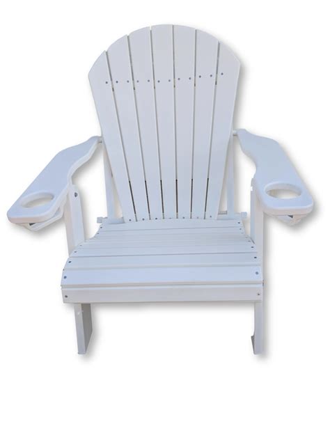 White Folding Adirondack Chair with Cup Holders - Zero Maintenance – All Weather Furniture Store