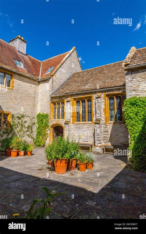 The central courtyard at Lytes Cary Manor, nr Somerton, Somerset ...