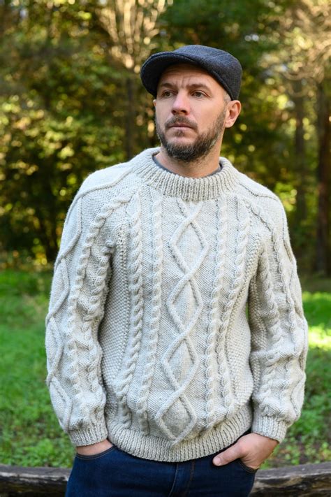 Men's Aran Sweater Knitting Pattern - Handy Little Me