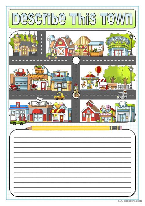 DESCRIBE YOUR TOWN pictur…: English ESL worksheets pdf & doc