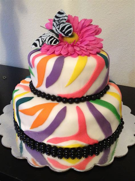 Rainbow zebra cake | Zebra cake, Cake, Rainbow zebra party