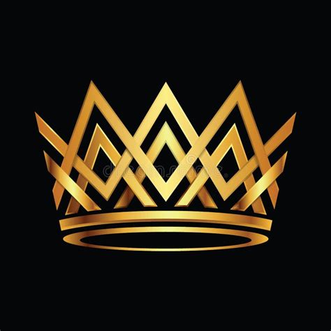 Crown. Gold Symbol Icon on Black Background Stock Vector - Illustration ...