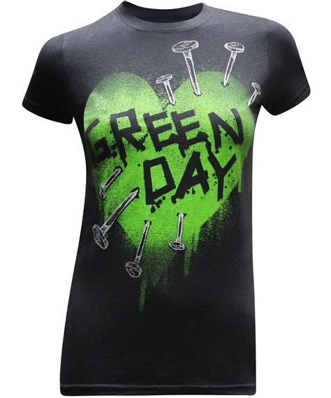 Green Day Heart Women's Fitted Rock Band T-Shirt | Shirts, Band tshirts ...