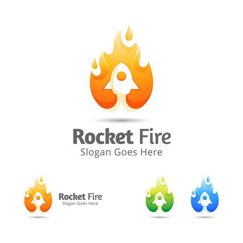 rocket launching and burning fire modern logo design template 2043097 ...