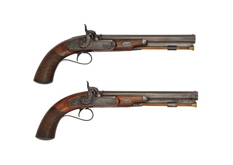 A PAIR OF 22-BORE PERCUSSION DUELLING PISTOLS , BY G. & J. DEANE ...