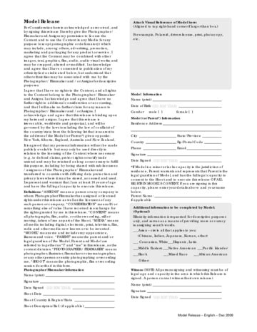 2024 Model Release Form - Fillable, Printable PDF & Forms | Handypdf