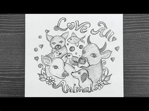 a drawing of some animals with the words love in it