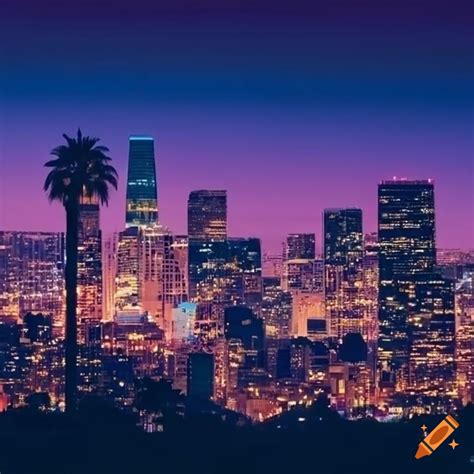 Panoramic view of los angeles skyline with realistic details on Craiyon