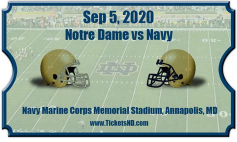 Notre Dame Fighting Irish vs Navy Midshipmen Football Tickets | 09/05 ...