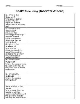 SOAPSTone Graphic Organizer by Julian Garza | TPT