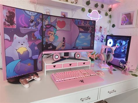 Pc Games Setup, Pc Setup, Desk Setup, Room Makeover Bedroom, Redecorate Bedroom, Kawaii Room ...