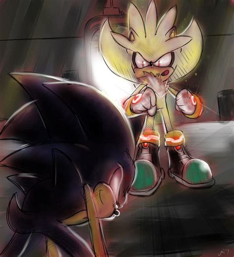 silver the hedgehog dark | Silver the Hedgehog Super Silver V.S. Dark Sonic Sonic The Hedgehog ...