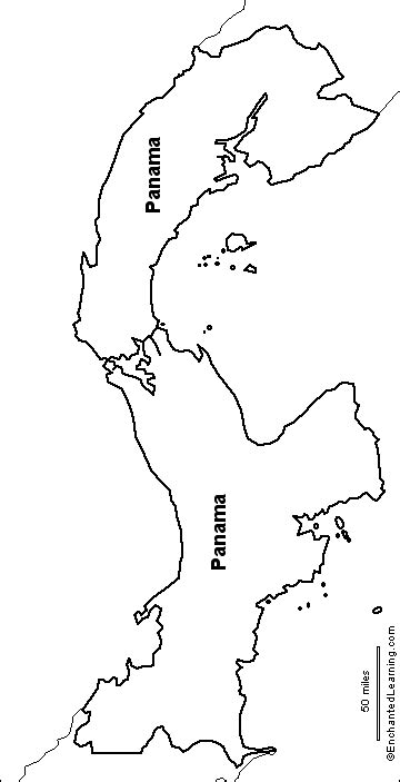 Outline Map Panama - EnchantedLearning.com