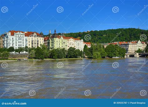 Flooding in Prague in June 2013, Moldau, Castle, Prague, Czech Republic Stock Image - Image of ...