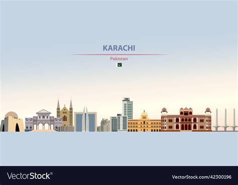 Karachi city skyline on colorful gradient Vector Image