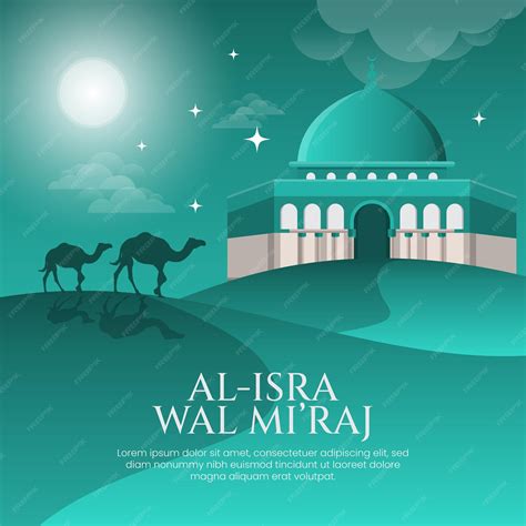 Premium Vector | Isra miraj the night journey of prophet muhammad