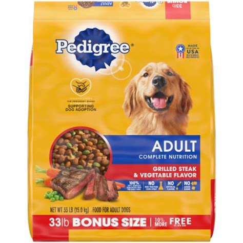 Pedigree® Adult Complete Nutrition Grilled Steak & Vegetable Flavor Dry Dog Food Bonus Size, 33 ...