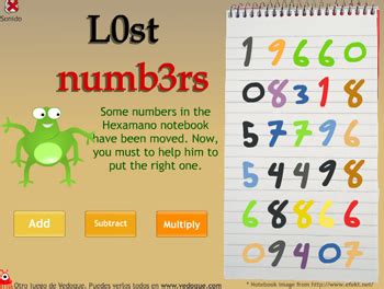 Vedoque. Free educational games.(English version): New game: Lost numbers