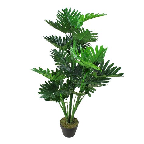 50" Green Potted Philodendron Selloum Artificial Plant - Walmart.com - Walmart.com