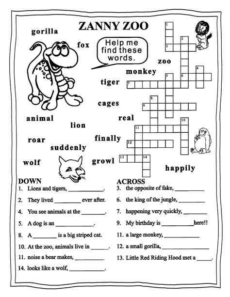 Worksheet English Puzzle | Printable Crossword Puzzles