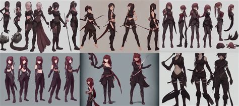 character design sheet of a cute ninja girl by krenz | Stable Diffusion