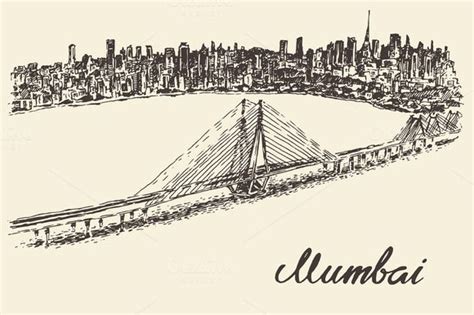 Mumbai skyline by grop on Creative Market | Cityscape drawing, Engraving illustration, Illustration