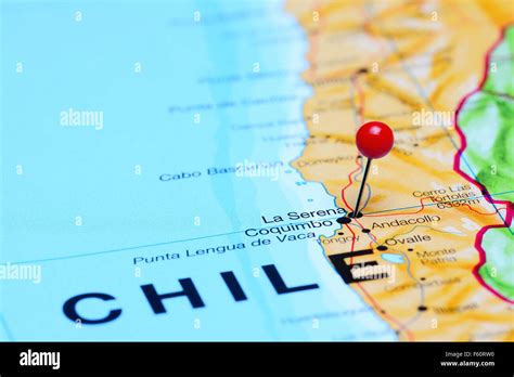 La Serena pinned on a map of Chile Stock Photo - Alamy