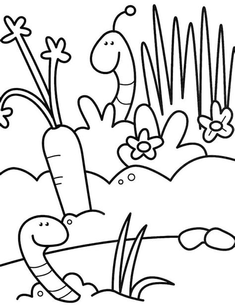 Two Earthworms coloring page - Download, Print or Color Online for Free