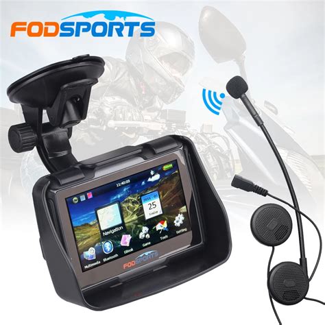 Bluetooth Headset +4.3 Inch Navigation Waterproof Motorcycle GPS Navigator 256M RAM 8GB Flash ...