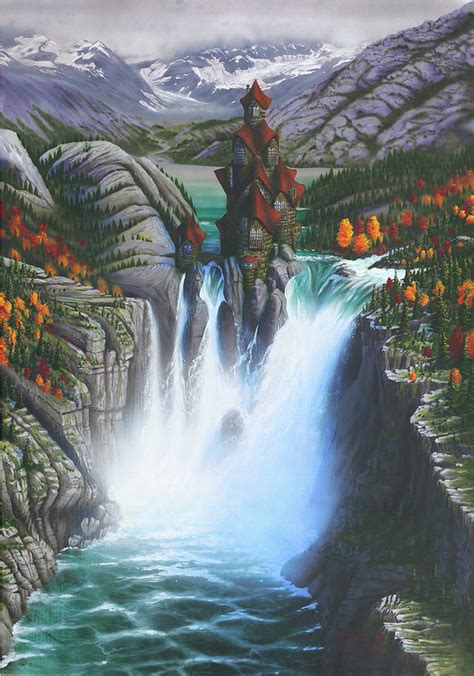 Waterfall Castle Painting by Dell Rosa - Fine Art America