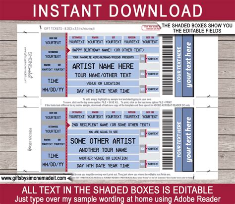 Ticketmaster Concert Ticket Template | Fake Ticket Gift Card