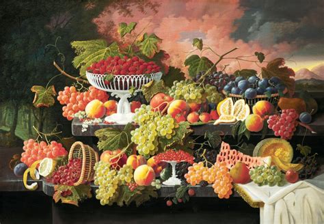 Still Life with Fruit and Sunset Landscape jigsaw puzzle in Fruits & Veggies puzzles on ...