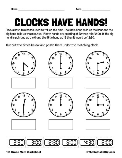 Clocks & Time Worksheet - TheCatholicKid.com