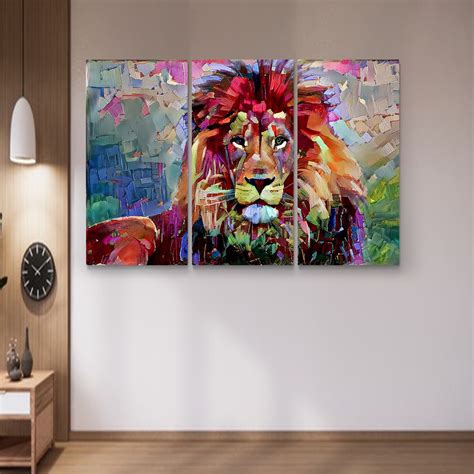 Colorful Lion Canvas Painting Lion Painting Wall Art Canvas - Etsy