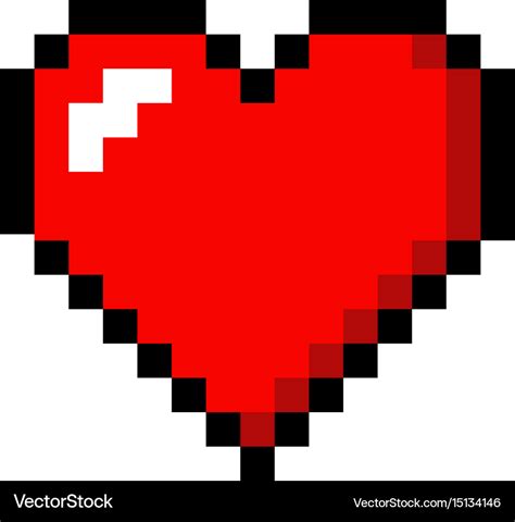 Pixel art heart love color icon valentine Vector Image