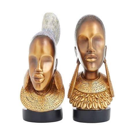 Ridge Road Décor Eclectic Polystone Sculptures In Gold (Set Of 2) - Crafted of polystone, the 2 ...