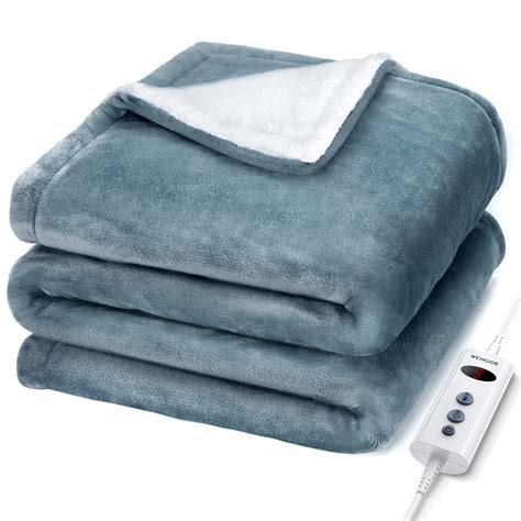 Wchiuoe Heated Blanket, 10 Heating Levels, 9H Auto Off Electric Blanket Throw, Machine Washable ...