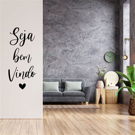 Adesivo Decorativo Seja Bem Vindo Escrita Lettering Coração Hall ...