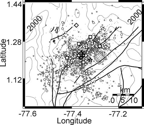 1. Map of Galeras volcano. Topographic contours drawn every 500 m.... | Download Scientific Diagram